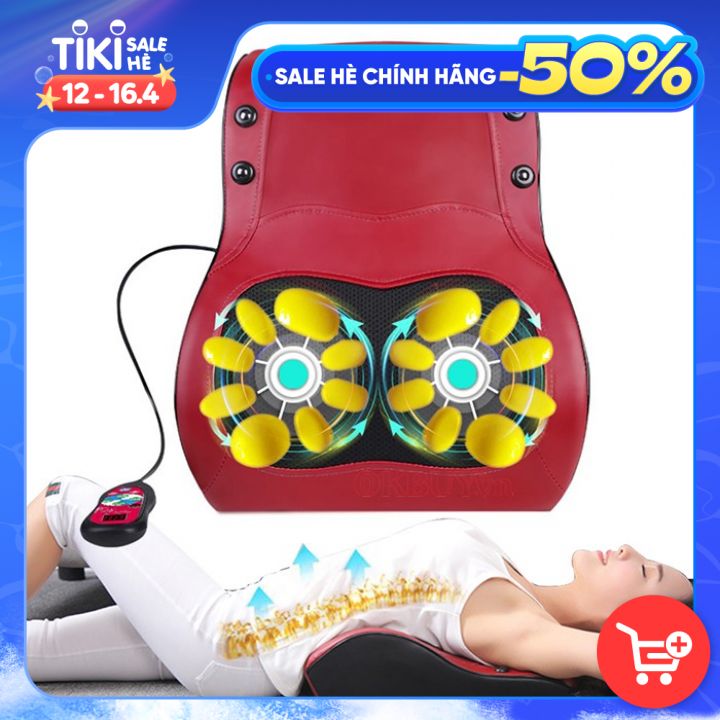 Đệm (máy) massage lưng xoay xoa bóp, rung, hồng ngoại nhiệt sưởi ấm YIJIA YJ-M6 - Dùng được trên ô tô