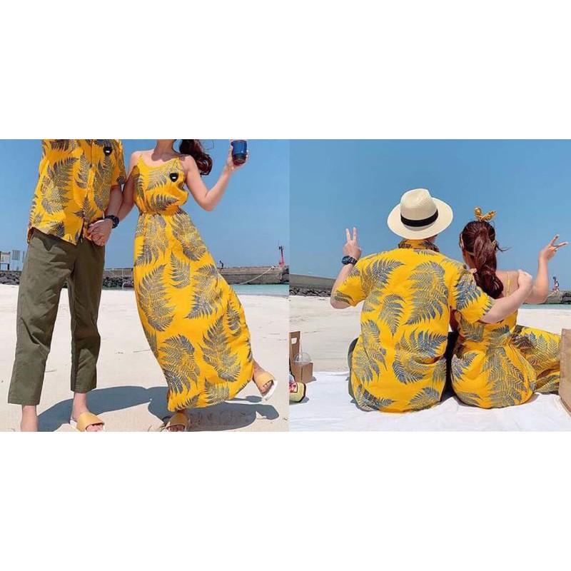 Set váy áo đôi đi biển, dạo phố, hoạ tiết sang trọng