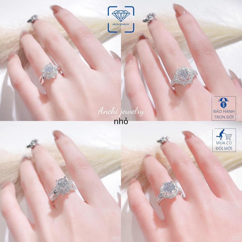 Nhẫn nữ bạc ta đá to trắng sang trọng, Anchi jewelry