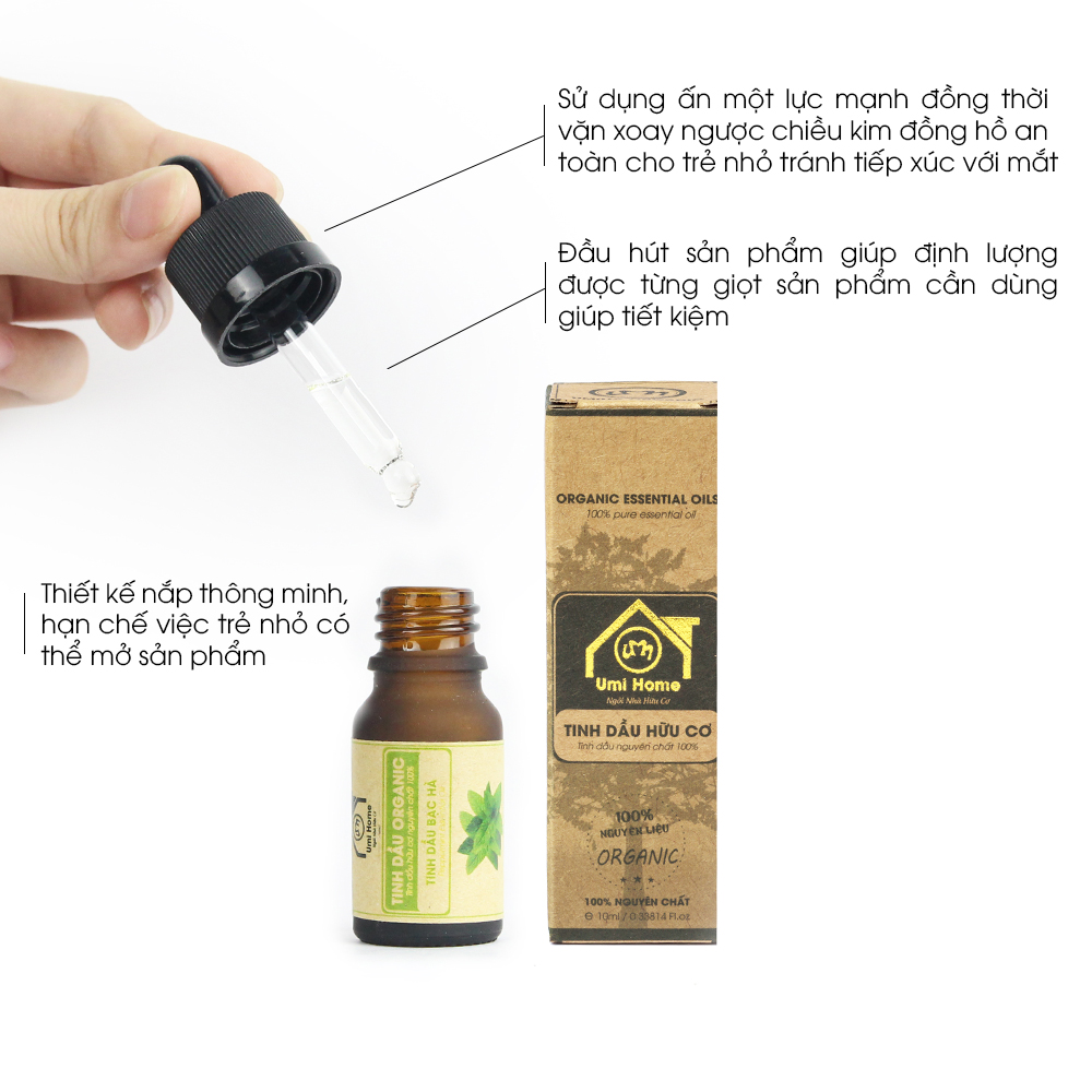 ComboTinh Dầu Bạc Hà 10ml và Bột Cam Thảo 125g hữu cơ UMIHOME
