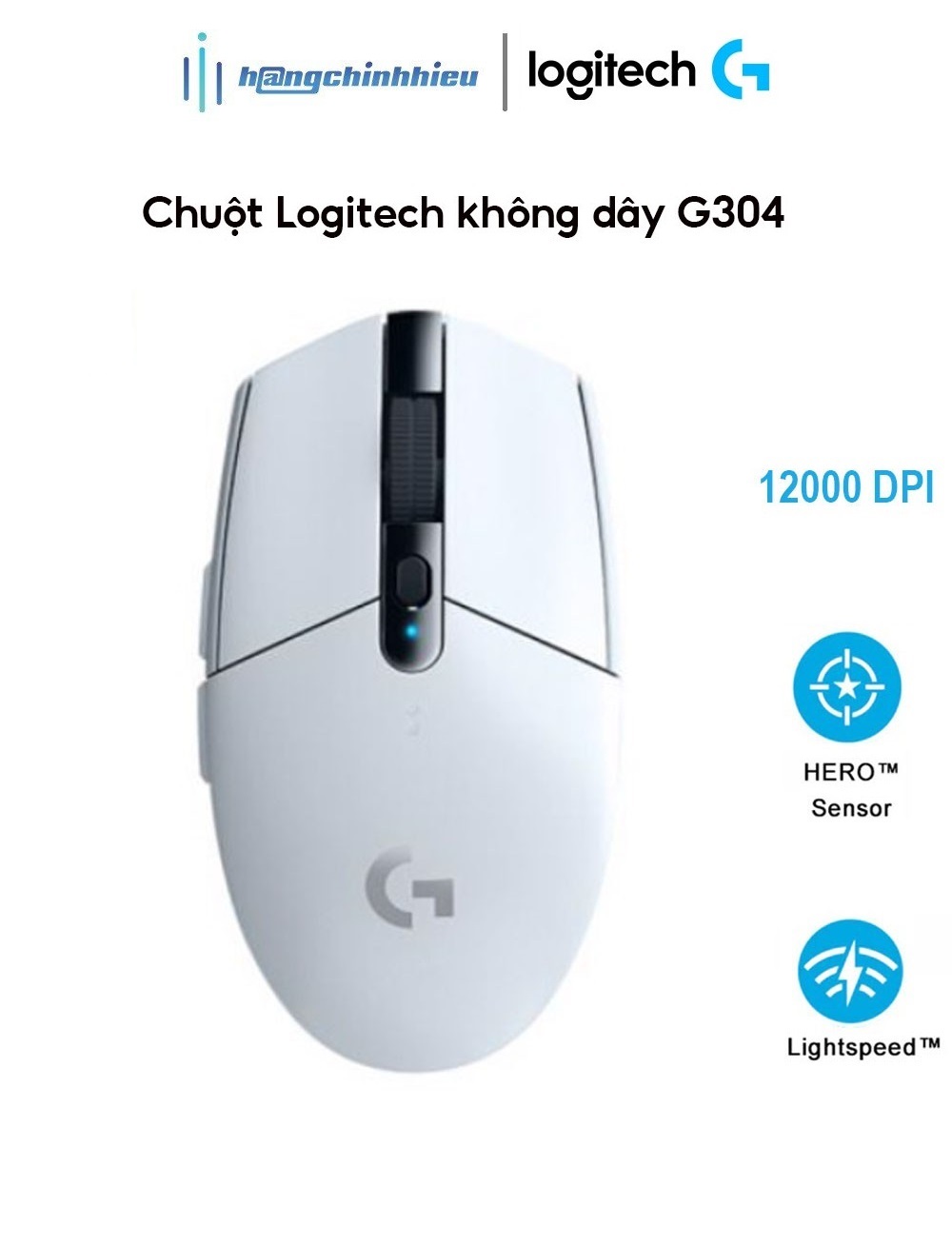 Chuột Logitech Không dây G304 Màu Trắng Hàng chính hãng