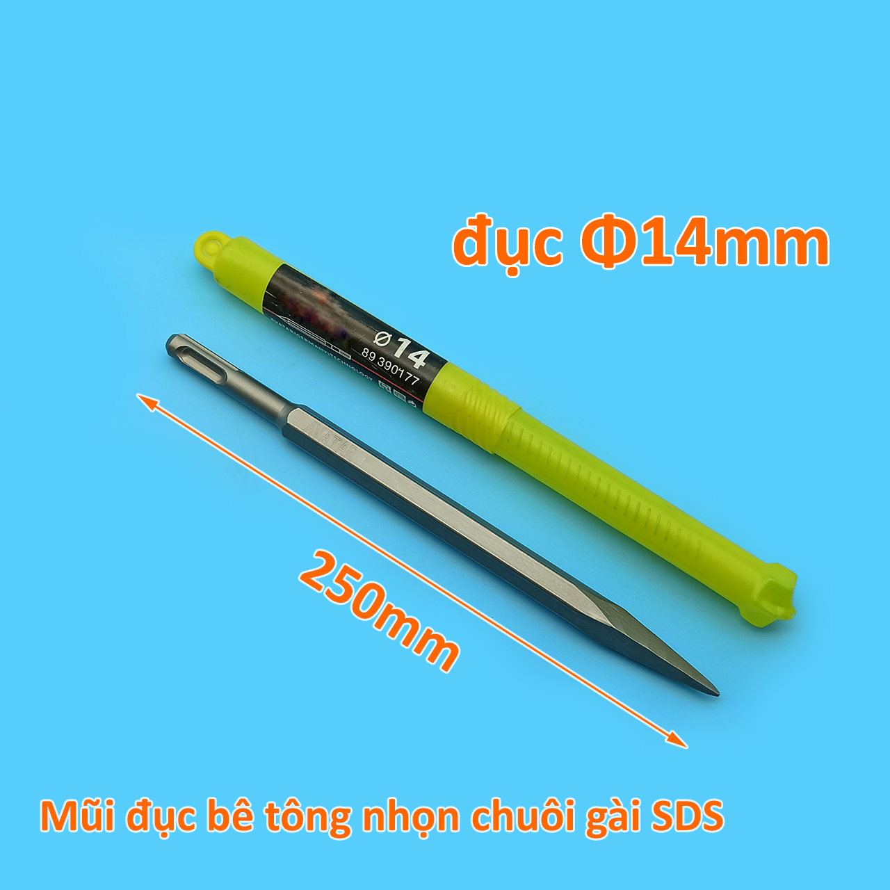 Mũi đục bê tông nhọn chuôi gài Φ14mm dài 250mm AVT ID2275