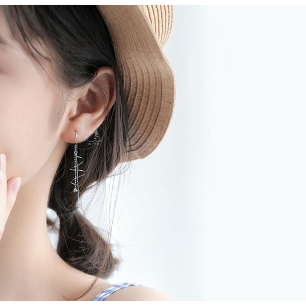 Khuyên bạc xoắn dây thả