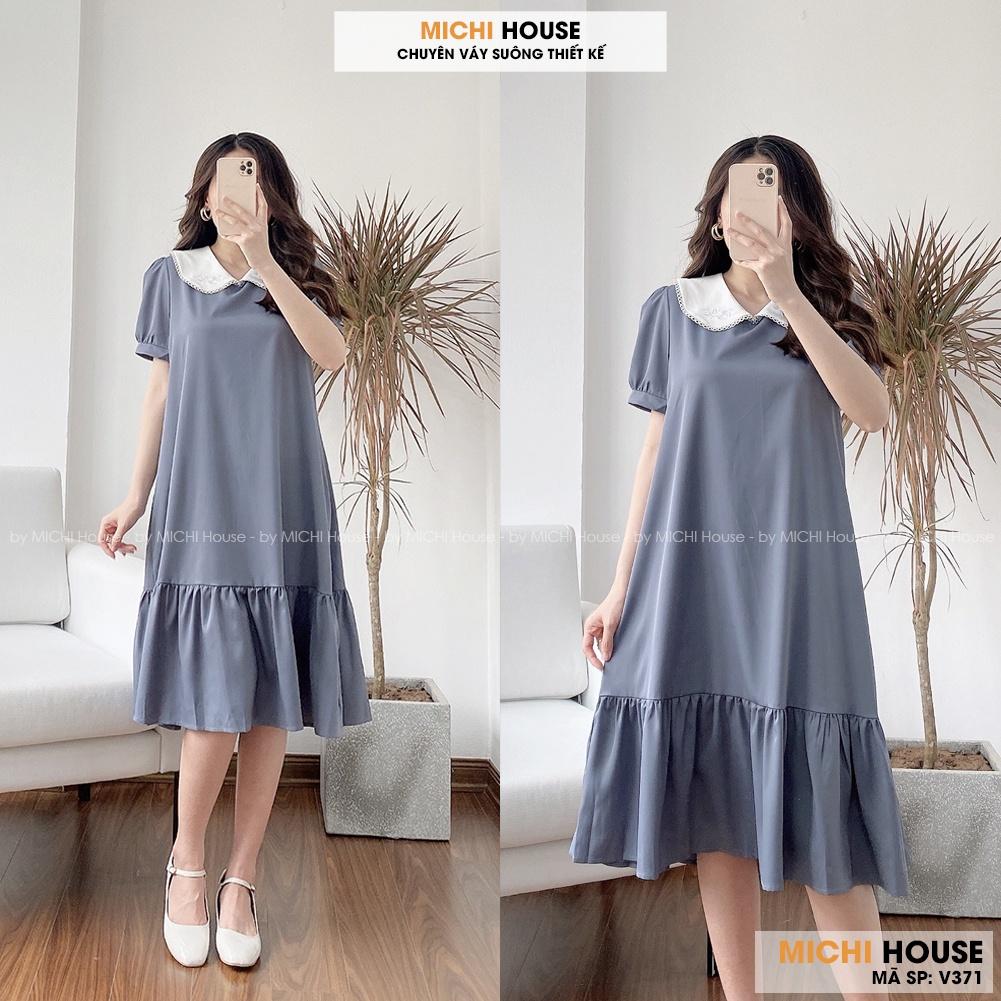 Váy Suông Đuôi Cá Cổ Trắng Thêu Hoa MICHI House V371 Đầm Xuông Thiết Kế Trẻ Trung Hàn Quốc Xinh