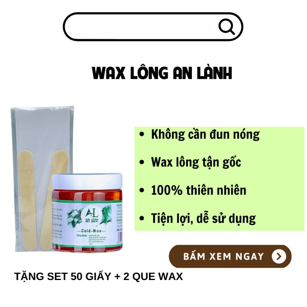 Sáp wax triệt lông shiny An Lành tặng kèm 40 giấy và que wax, sáp wax lông shiny ,wax lông Tẩy Lông