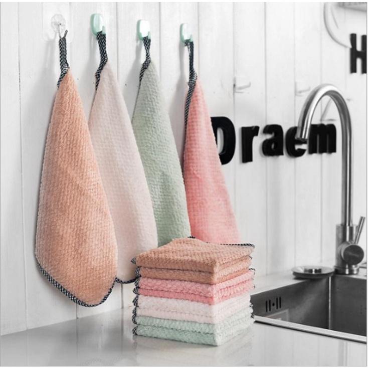 Khăn lau tay nhà bếp có móc treo, khăn siêu thấm, dễ giặt