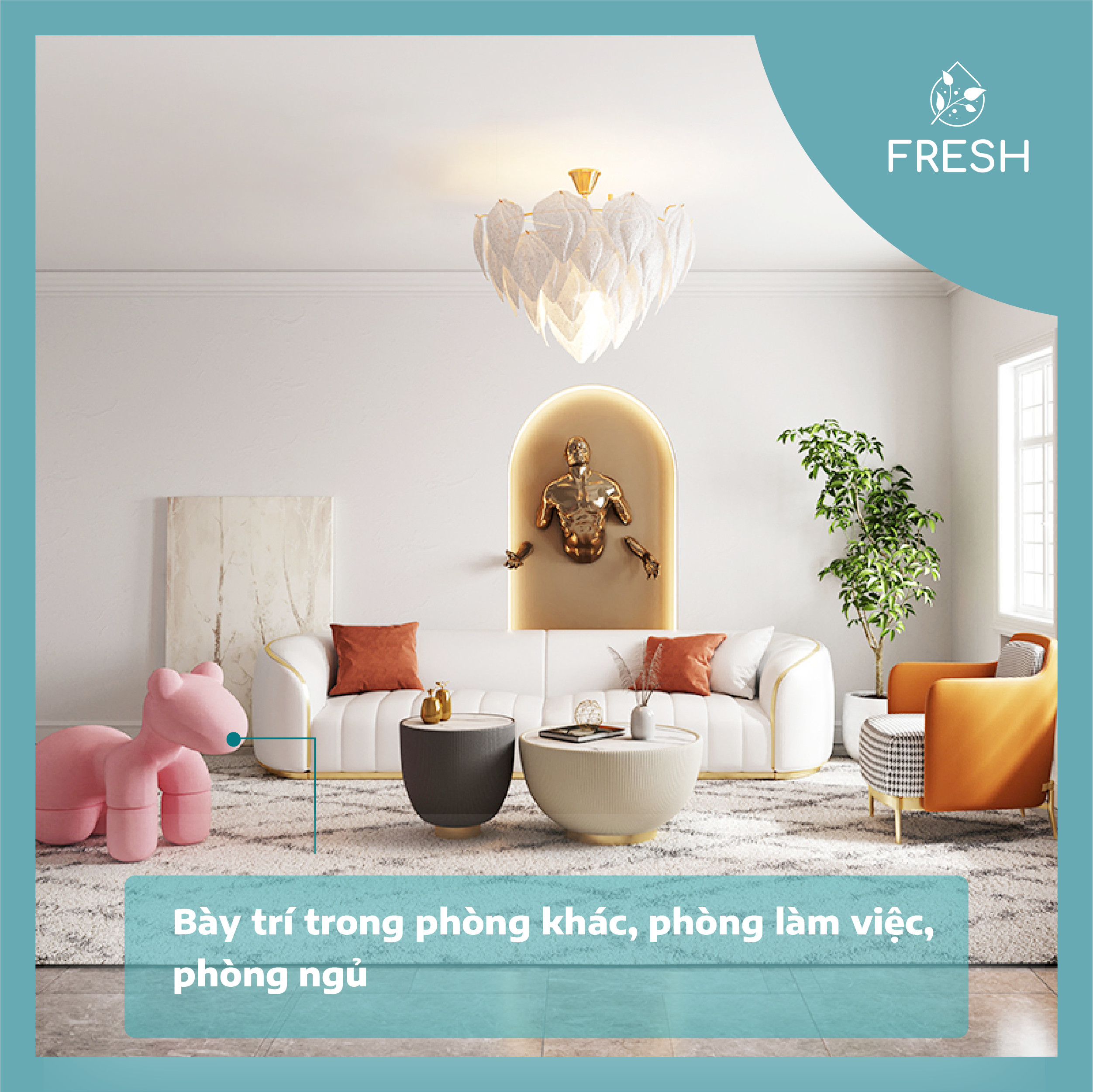 Ghế Decor Phòng Khách Thú Cưng Bọc Nỉ Cao Cấp Nội Thất Hàn Quốc - FRESH