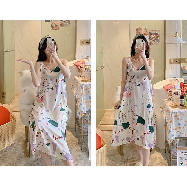Váy bận nhà, dễ thương thoải mái mát mẻ họa tiết trẻ trung kate thái freesize dưới 65kg BK11