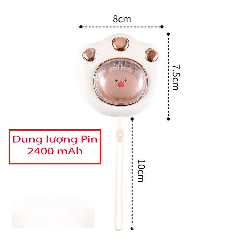 Máy sưởi mini cầm tay hình chân mèo, máy sưởi cầm tay mini 2400 mAh nhỏ gọn, thông minh, bỏ túi