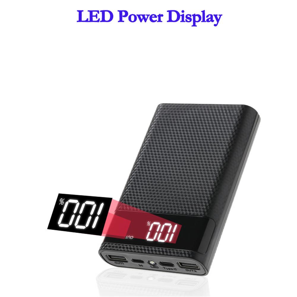 4 pin 18650 DIY Power Bank Case Hộp lưu trữ sạc 5V Dual USB Type C Android Giao diện Micro USB cho điện thoại thông minh Màu sắc: Đen