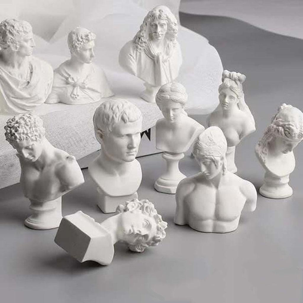10 Pieces Mini Greek Head Bust Sculptures Drawing Sketch Statues Crafts