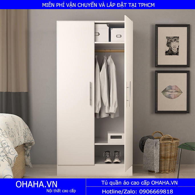 Tủ Quần Áo Gỗ Hiện Đại Hai Cánh Mở 01T-OHAHA