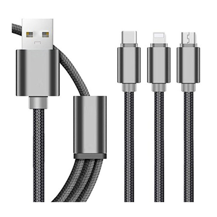 Dây cáp đa năng 3 cổng sạc- Lightning + Micro + Type C