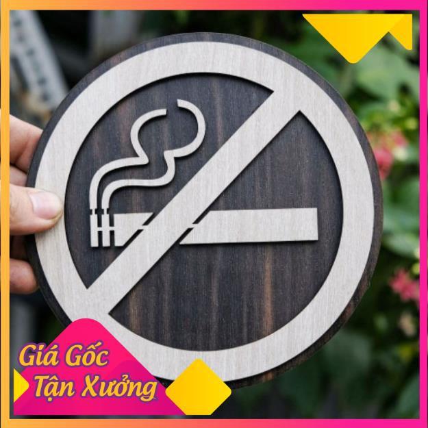 Bảng Gỗ Trang Trí Decor - Mẫu Cấm Hút Thuốc, No Smoking - Bảng Gỗ Woody