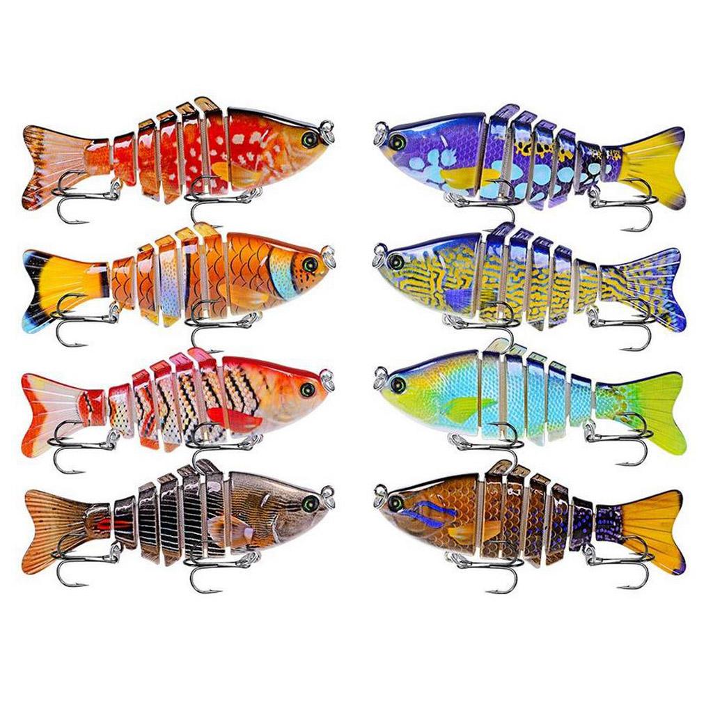 100mm Colored Fishing Joint Lures Artificial Hard Bait 2 Treble Hooks