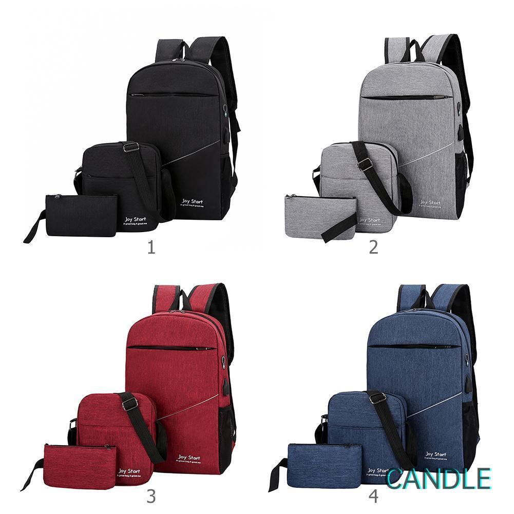 Set 3 Ba Lô Túi Ví Nylon Thời Trang Unisex