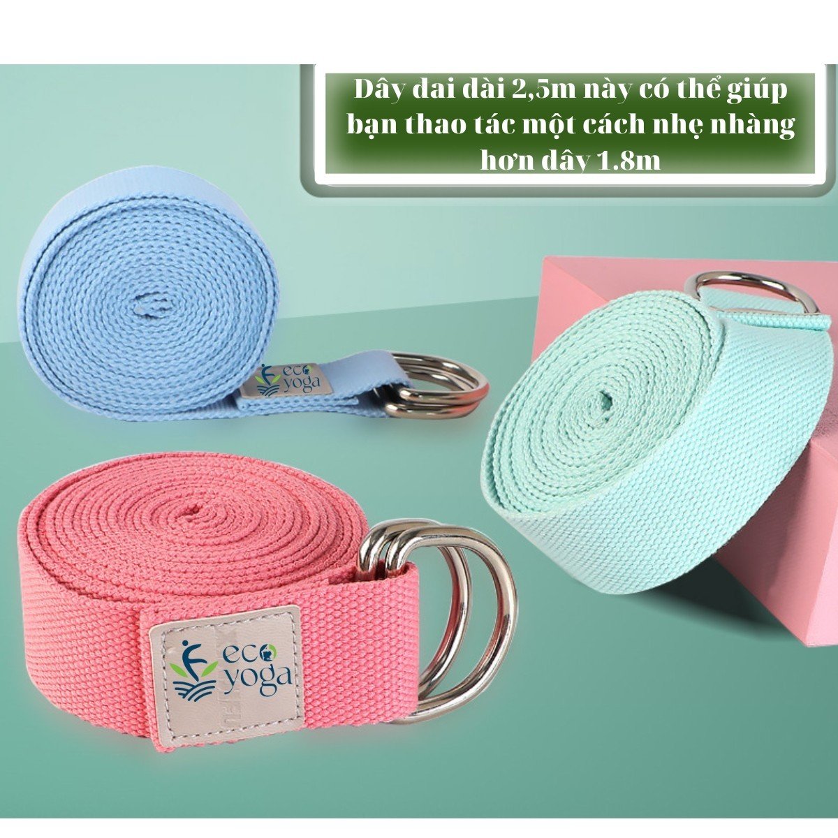 Dây tập yoga bản bự ngang 4.8cm dài 2.5m sợi bông tự nhiên , dây đai lưng chỉnh hình chống gù lưng , hỗ trợ tập yoga