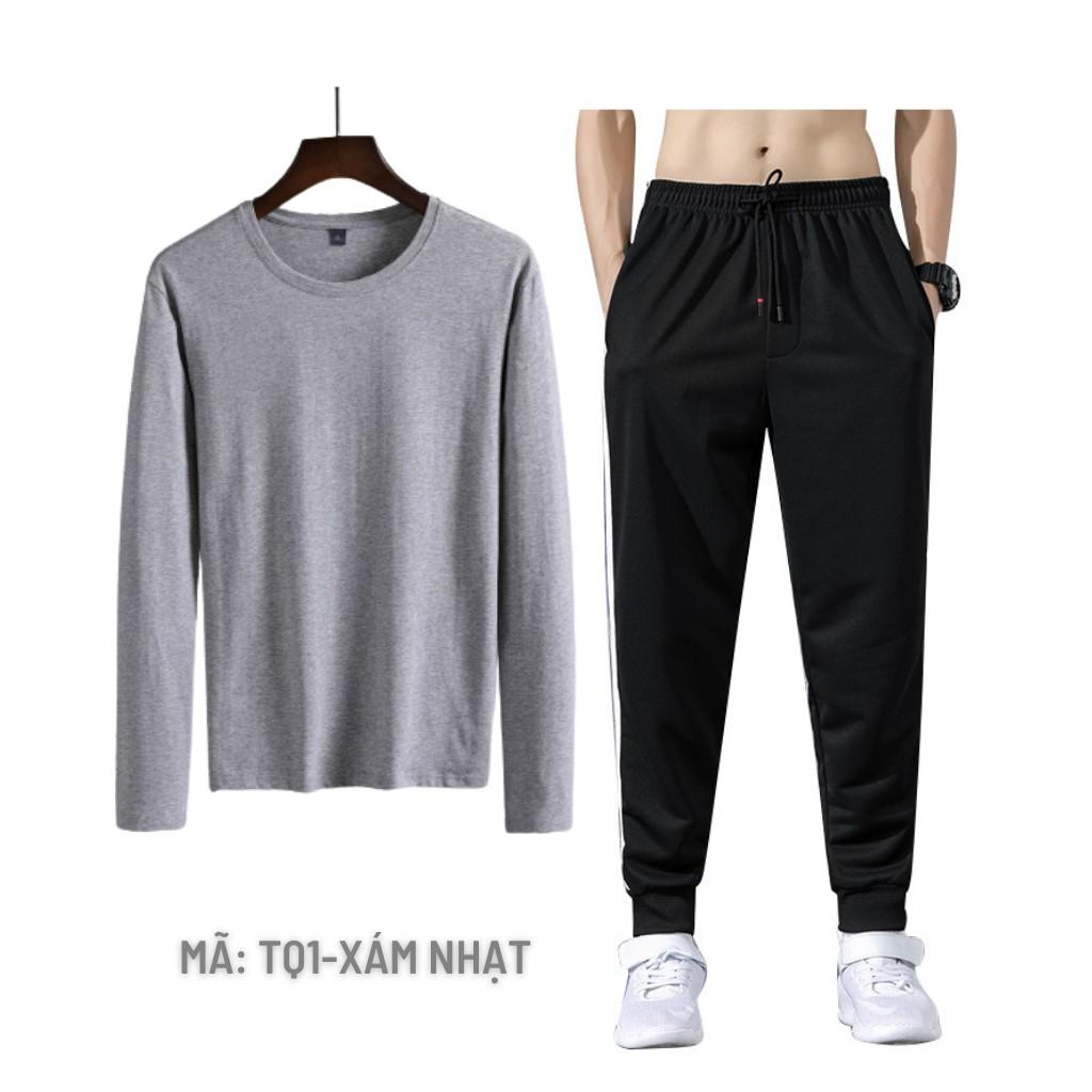 Bộ nỉ nam thu đông mặc nhà dáng thể thao ôm body phong cách classic