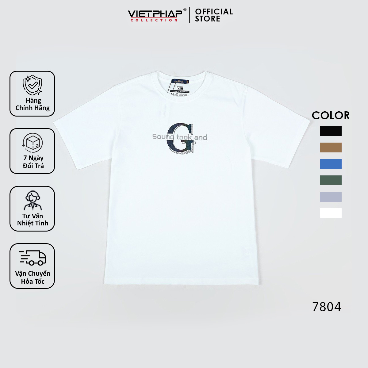Áo Thun Nam VIỆT PHÁP Form Unisex Chất liệu Cotton co dãn thấm hút mồ hồi tốt 7804