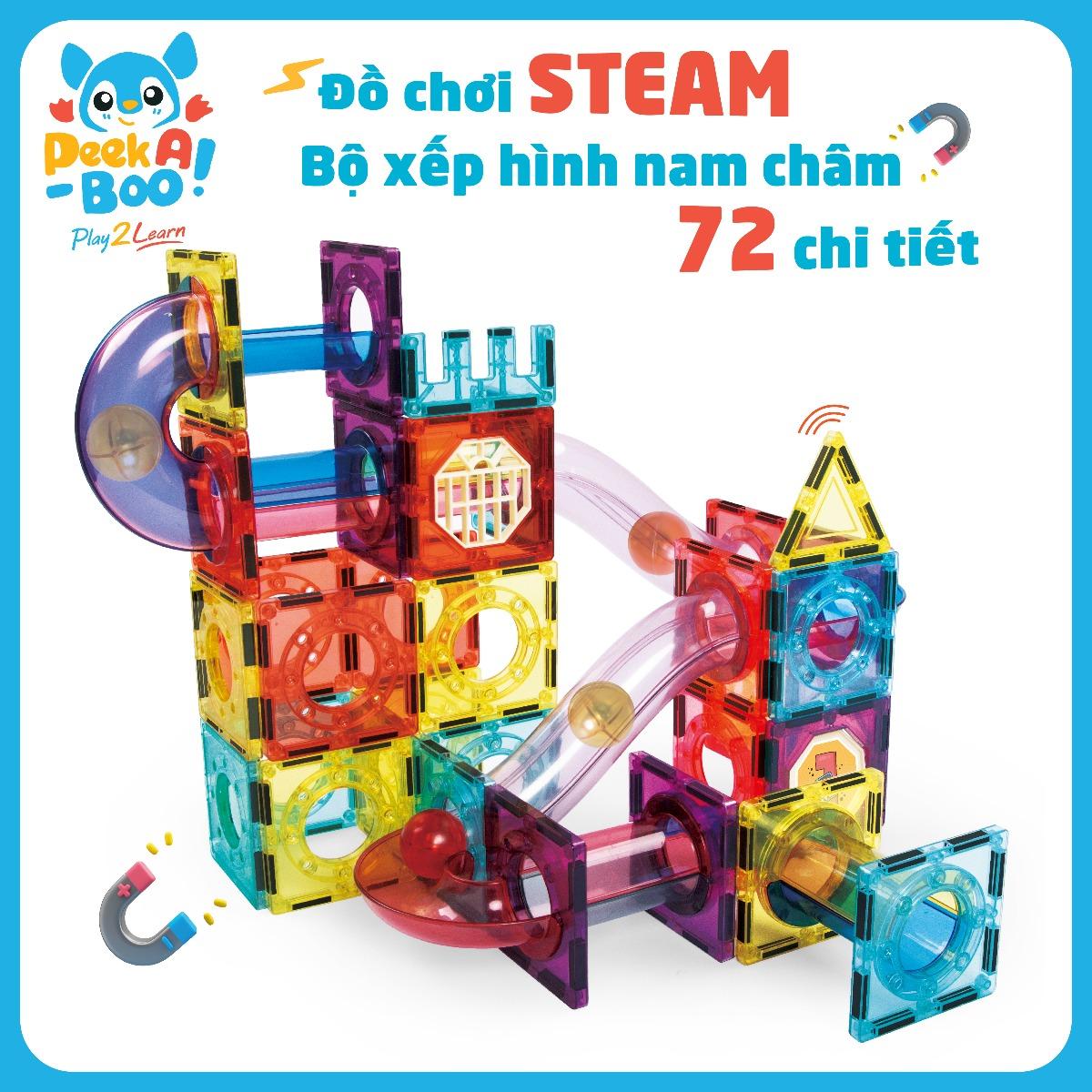 Đồ Chơi PEEK A BOO Bộ Steam-Xếp Hình Nam Châm 72 Chi Tiết PAB028