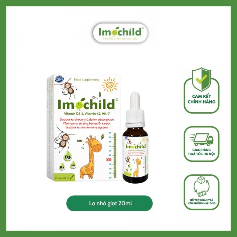 [TPBVSK] IMOCHILD D3K2 MK7 + DHA – Tăng cường phát triển chiều cao và trí não cho trẻ (Lọ nhỏ giọt 20 ml)