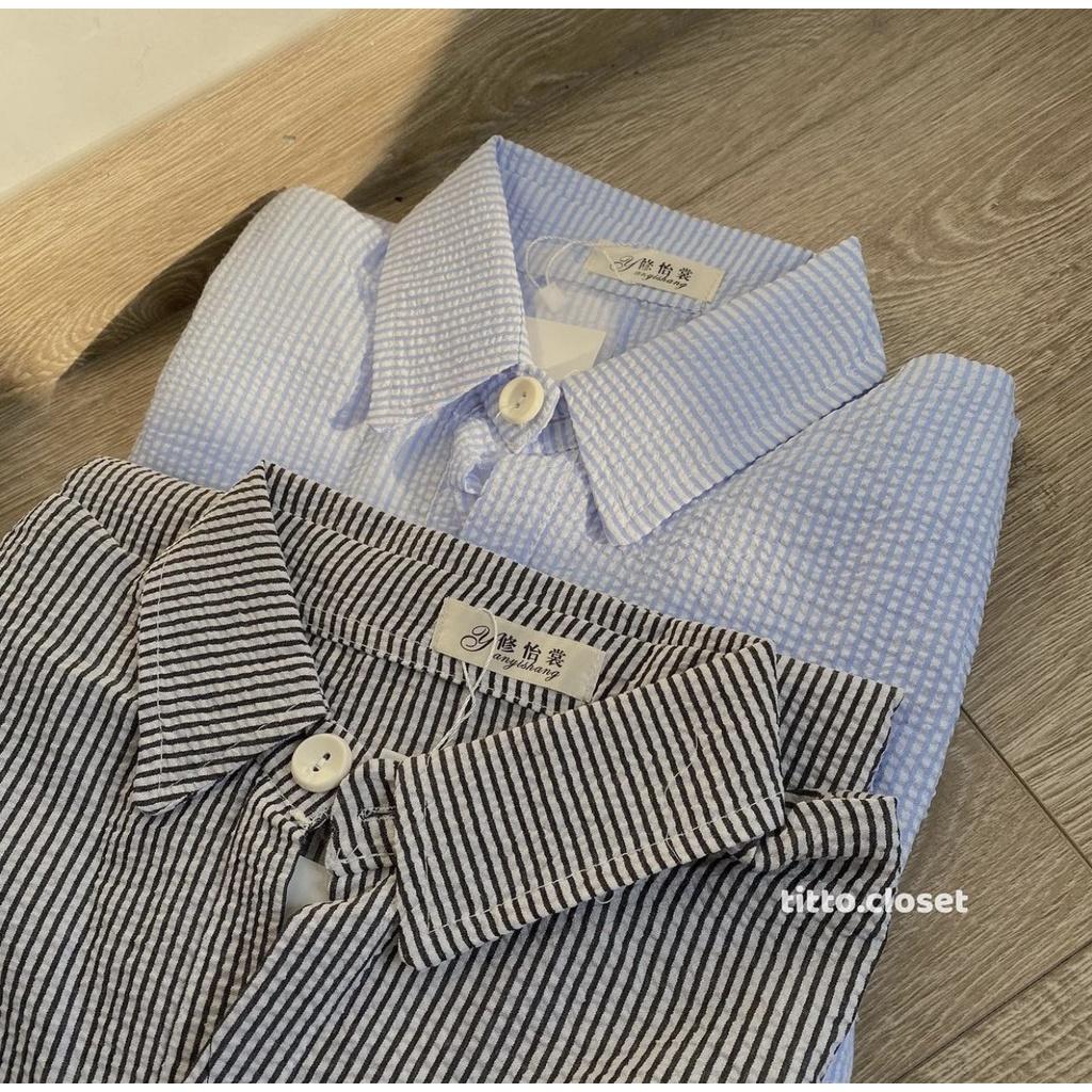 Đầm sơ mi sọc dáng suông tay lỡ, chất thô, váy sơmi ulzzang suông dài oversize hàng Quảng Châu, Quynhanhpuka