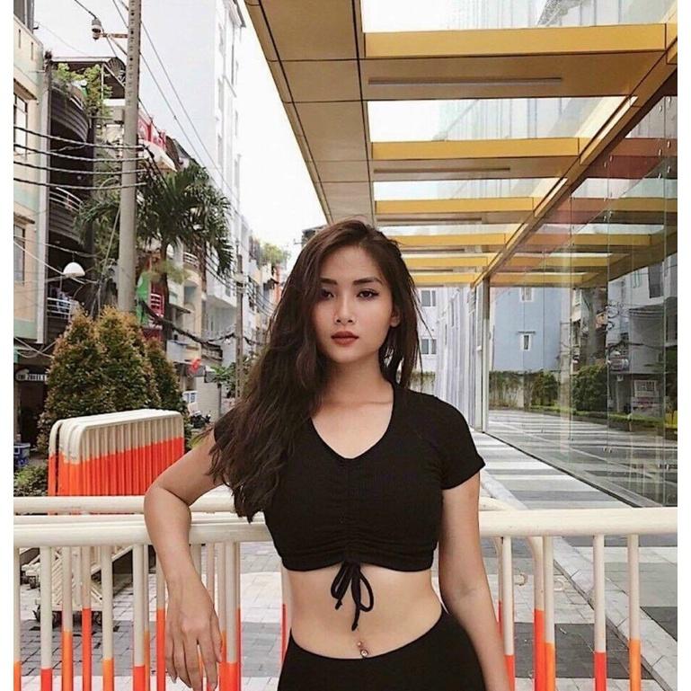 Áo croptop tập Gym Yoga thể thao dây rút siêu xinh