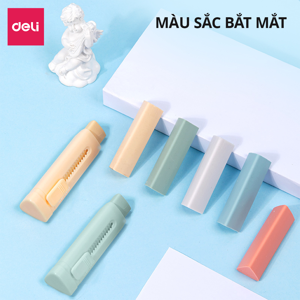 Gôm Tẩy Chì Tam Giác Dạng Kéo Màu Pastel Deli - Không Dính Tay, Không Bụi Bẩn Tiện Dụng Cho Học Sinh - Màu Ngẫu Nhiên