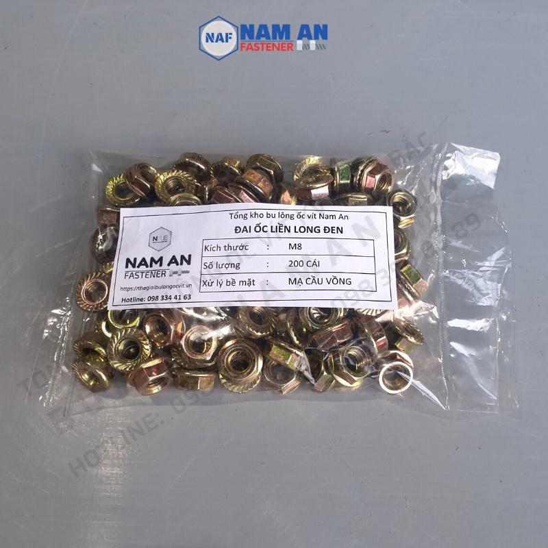 50 con Đai ốc liền long đen M12 cấp bền 8.8 Mạ trắng, mạ cầu vồng, ê cu M12 liền long đen