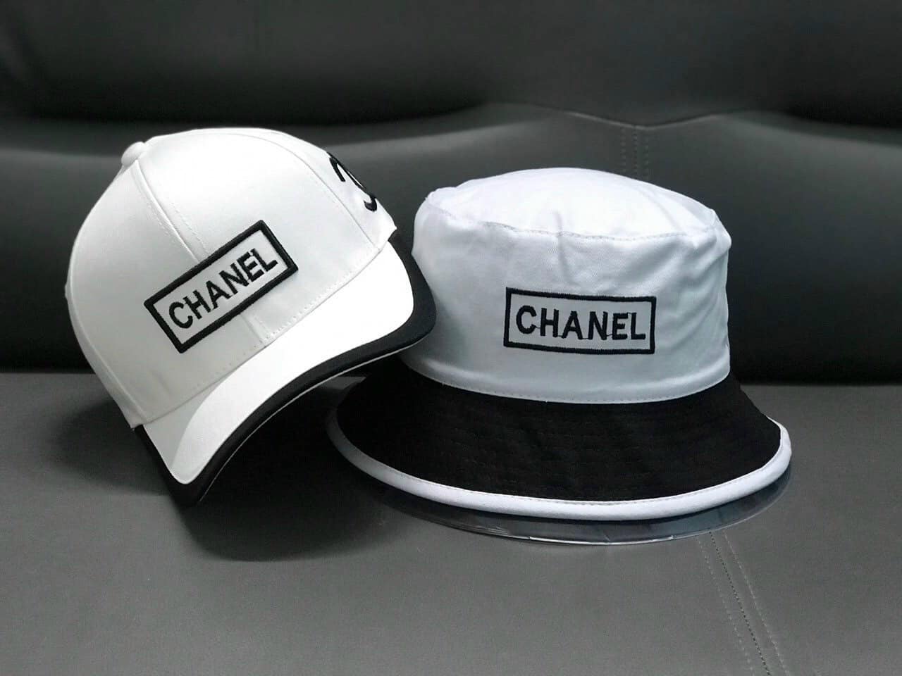 Combo nón cặp nam nữ logo Chan.nel thêu phối vải kaki form chuẩn thời trang đường phố cao cấp