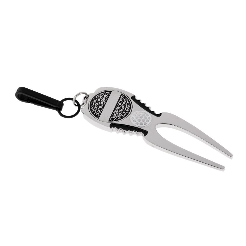 2 Pieces Sturdy Clip-on Golf Divot Tool Repair Tool with Magnetic Ball Marker Golf Accessories