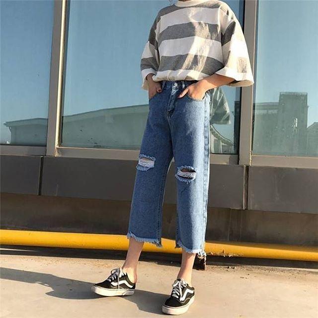 Quần jeans rộng chân ulzzang