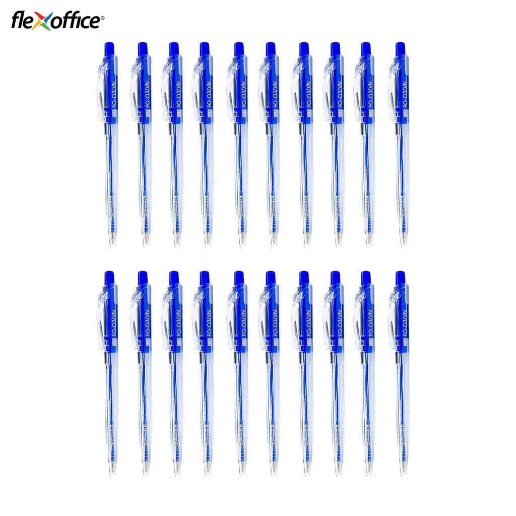 Hộp 20 cây bút bi Flexoffice FO-03 ngòi 0.5mm I Bút bi 3 cạnh