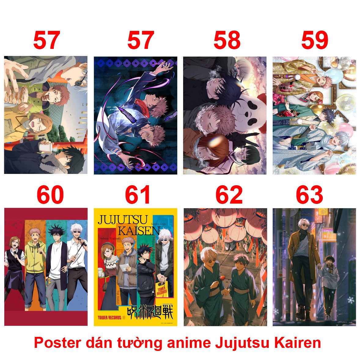 Tranh ảnh poster JuJutsu kaisen 6 tấm khác nhau