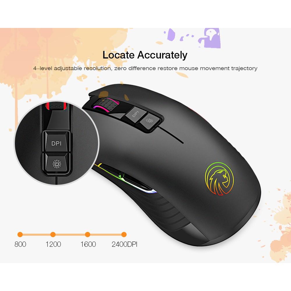 Chuột GAME FMOUSE M600 LED 7 MÀU không dây sử dụng Pin Sạc