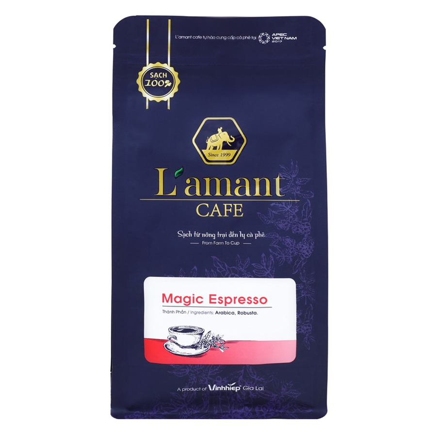 Cà phê nguyên chất L'amant Magic Espresso rang nguyên hạt dùng pha máy 250gr