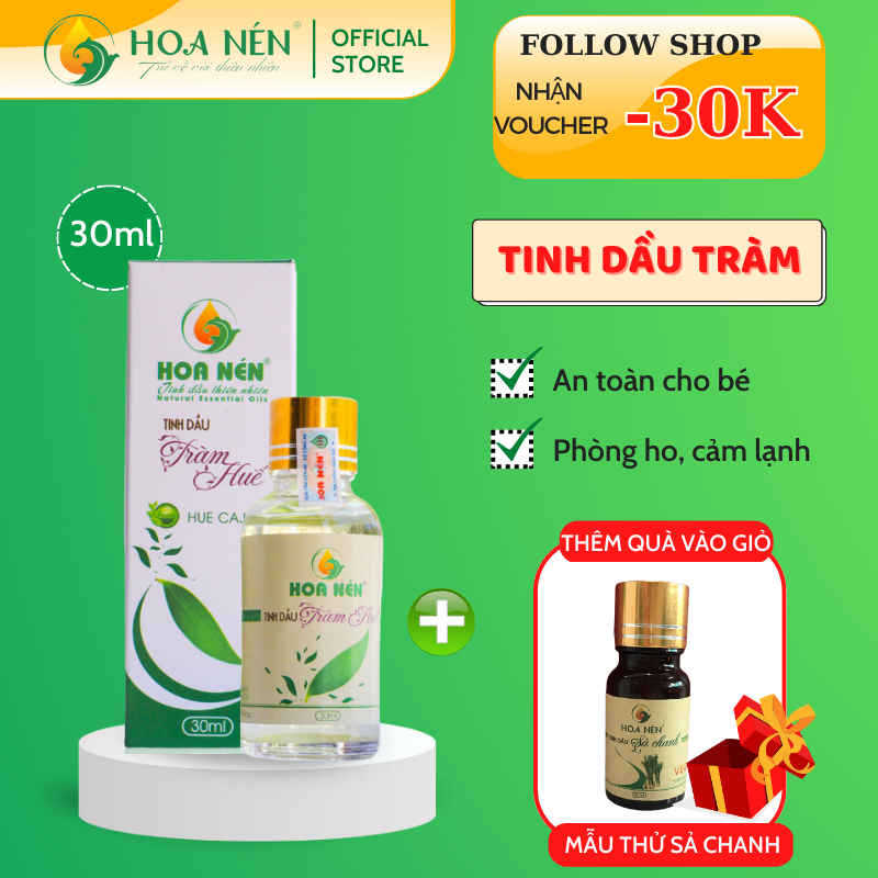 Tinh dầu Tràm Huế nguyên chất Hoa Nén 30ml - Chuẩn VietGAP - Chăm sóc sức khỏe mẹ và bé