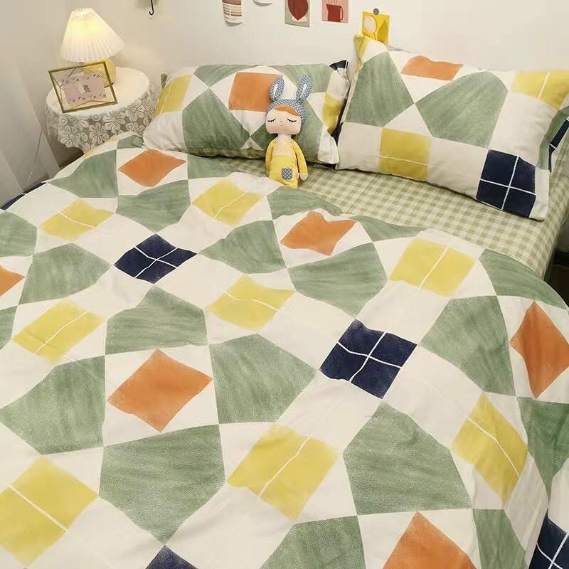 Bộ chăn ga gối Cotton poly M2T Bedding Hình khói ngũ sắc, vỏ chăn mền, drap nệm và 2 vỏ gối
