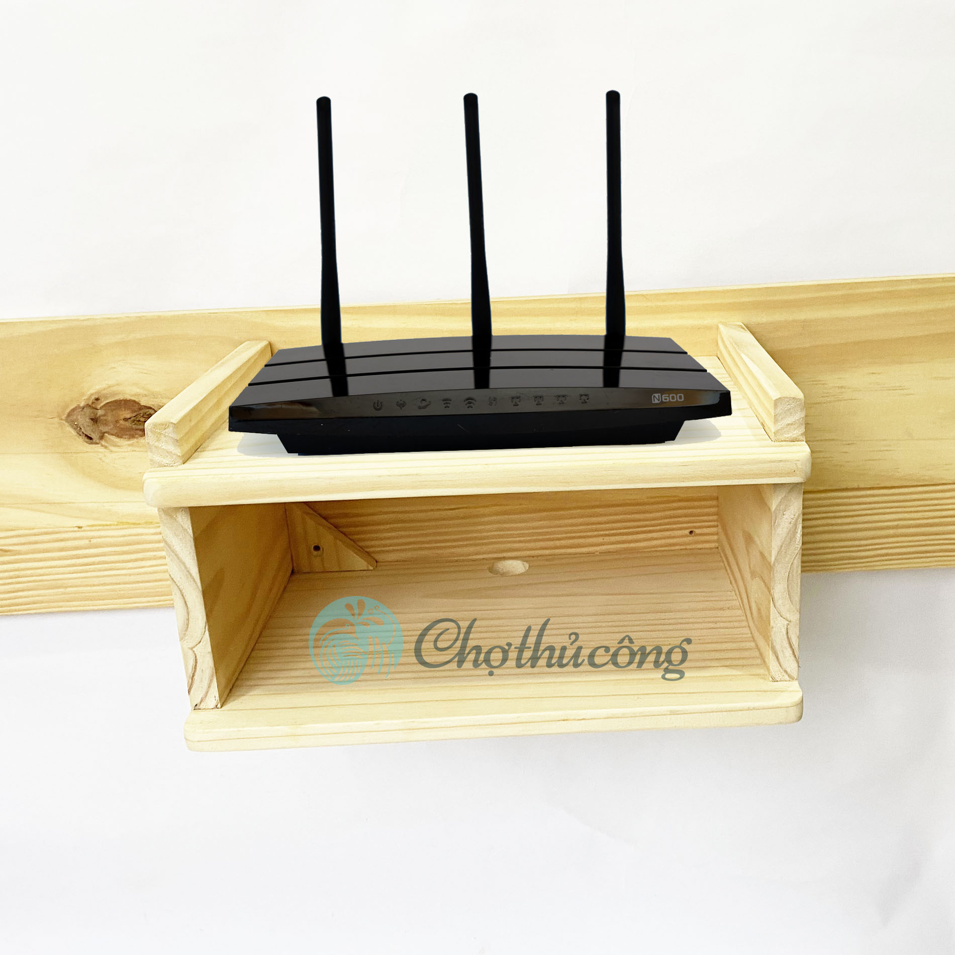 Kệ wifi treo tường gỗ thông 2 tầng nhiều màu, kệ để đồ đa năng - modem wifi, đầu thu kỹ thuật số, máy chiếu, decor trang trí