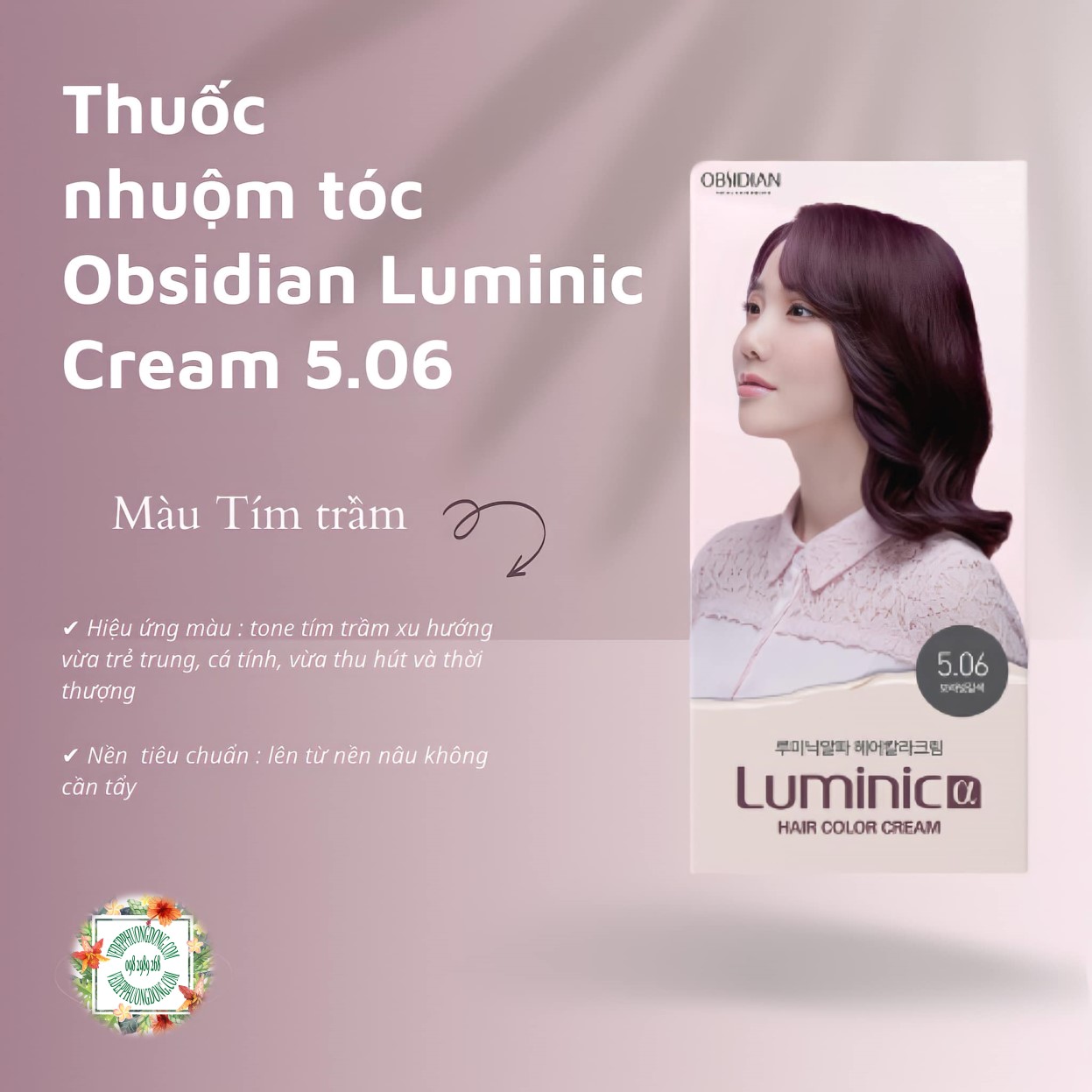 KEM NHUỘM DƯỠNG TÓC PHỦ BẠC HÀN QUỐC NHẬP KHẨU OBSIDIAN LUMINIC &amp; HAIR COLOUR CREAM