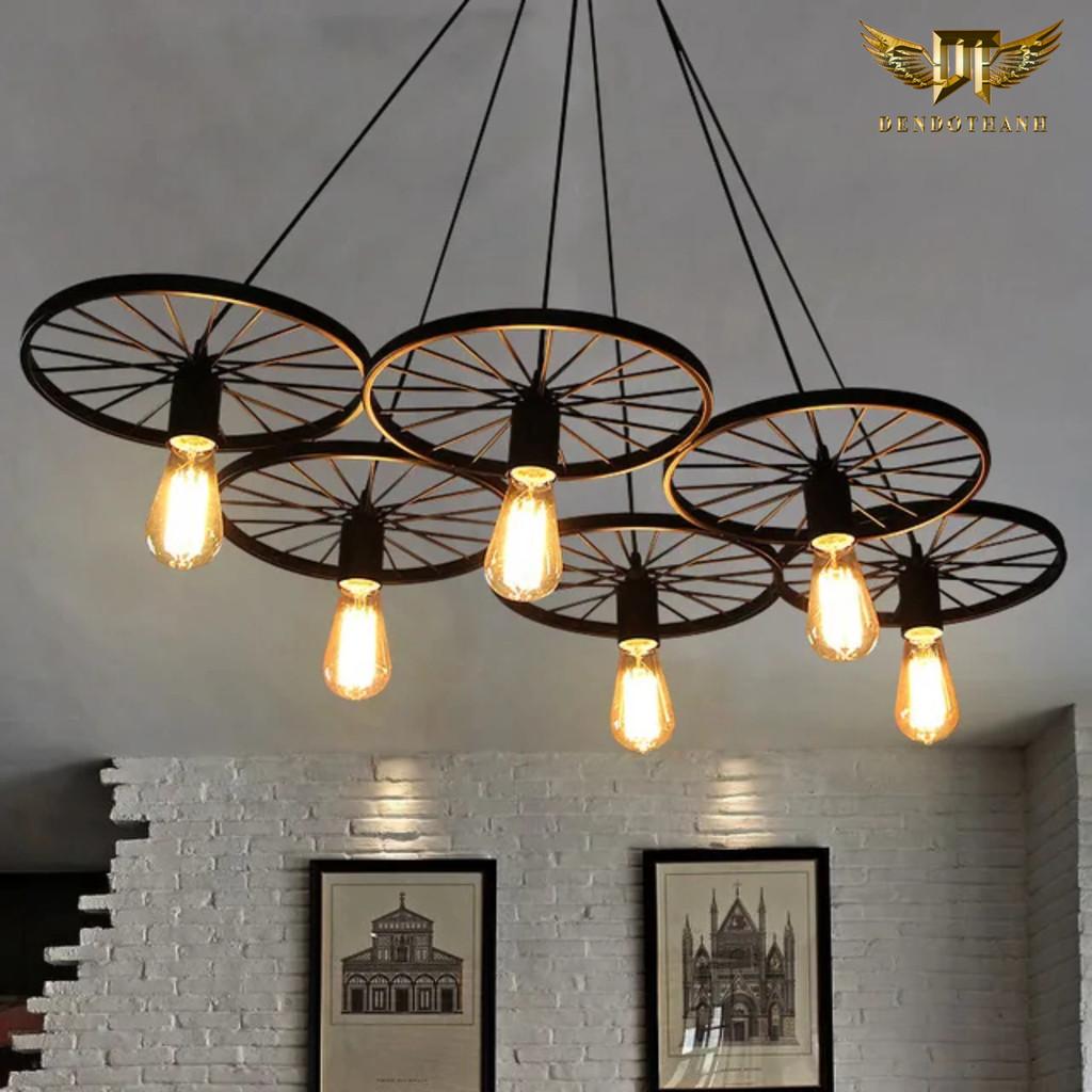 Đèn thả bánh xe trang trí decor bàn ăn ,phòng ngủ phong cách mới lạ thả trần cao cấp kèm bóng led DDT5476