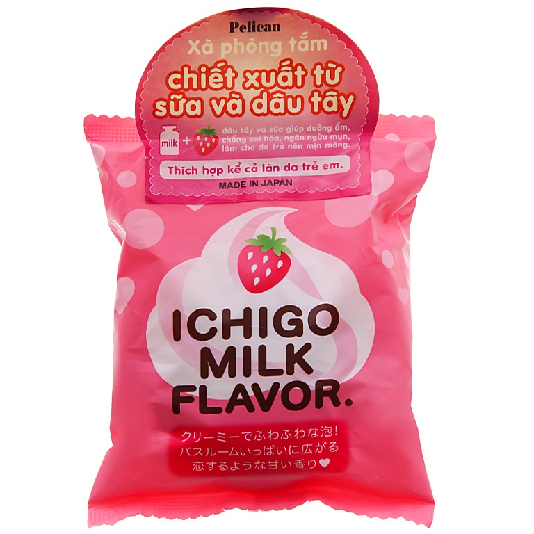 Xà Phòng Tắm Dưỡng Da Trắng Sáng Chiết Xuất Từ Sữa Và Dâu Tây Pelican Petit Berry Soap Strawberrry Milk