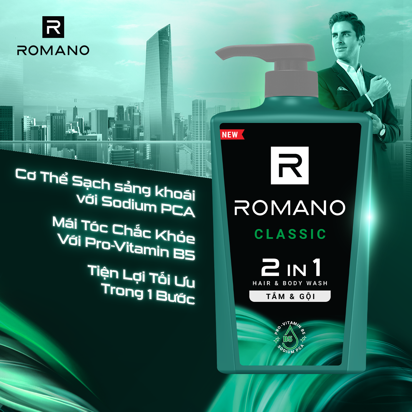 Tắm gội 2 trong 1 Romano 2in1 Classic 180g