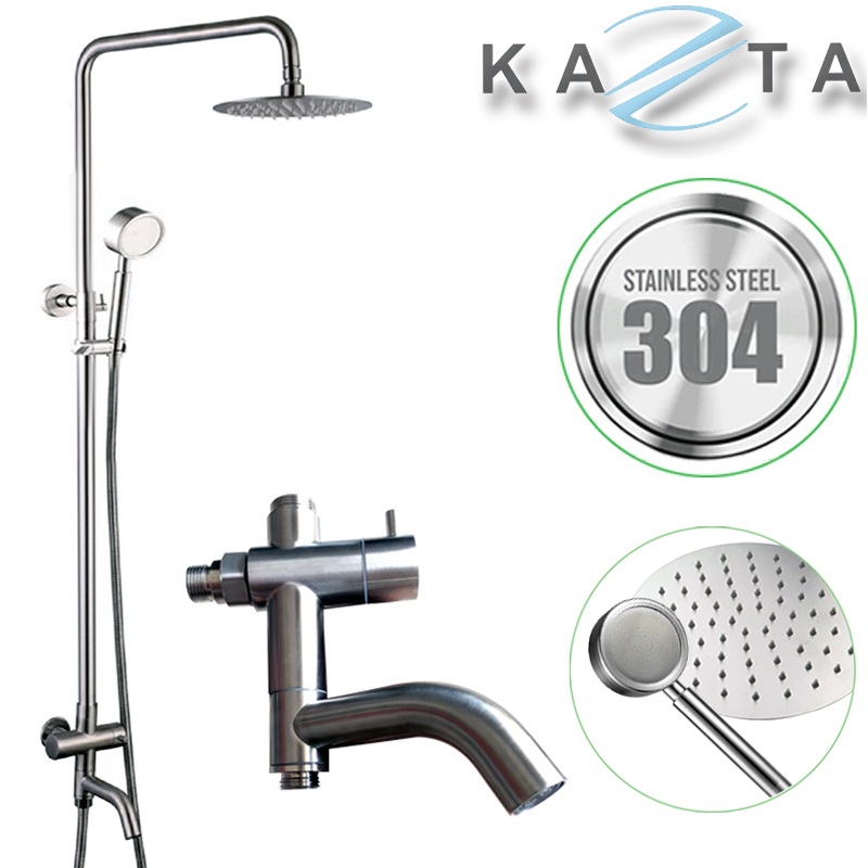 Combo Thiết Bị Nhà Tắm KAZTA KZ-CBT05: Bồn Cầu 1 Khối Xả Nhấn-Lavabo-Treo Tường-Sen Tắm Nóng Lạnh-Vòi Xịt-Giá Treo Khăn Kèm Full Bộ Phụ Kiện Nhà Tắm