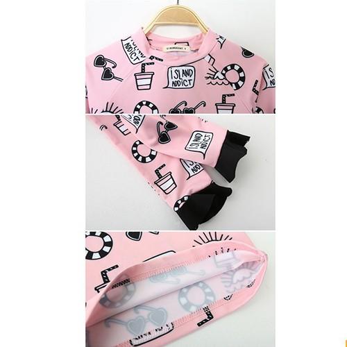 Đồ Bơi Trẻ Em Dạng Váy SPORTY SW8702 Dài Tay Kèm Quần Dài và Chân Váy Đen SPORTY SW8702