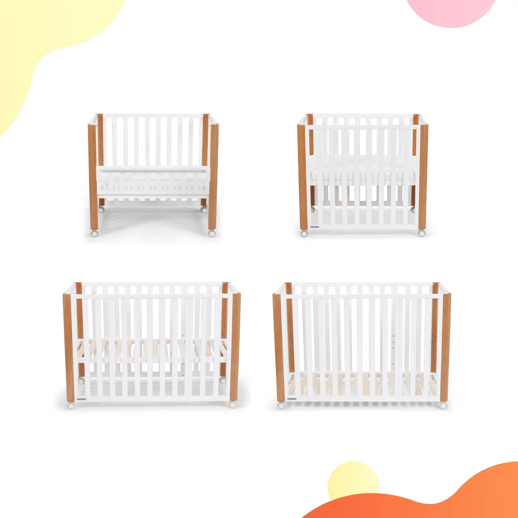 GIƯỜNG CŨI/ NÔI CŨI ĐA NĂNG 2 TRONG 1 (KHÔNG CÓ PHỤ KIỆN NỆM) DÀNH CHO BÉ TỪ 0 THÁNG TUỔI NICO KINDERKRAFT - HÀNG CHÍNH HÃNG