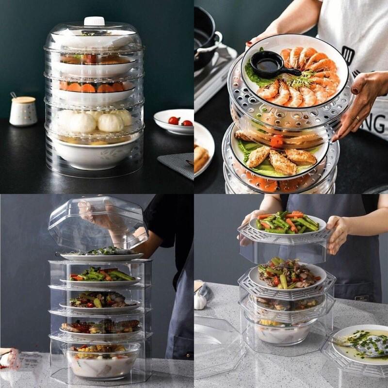 Khay Đậy Thức Ăn - Lồng Bàn Giữ Nhiệt 5 Tầng Cao Cấp - Tiện Ích