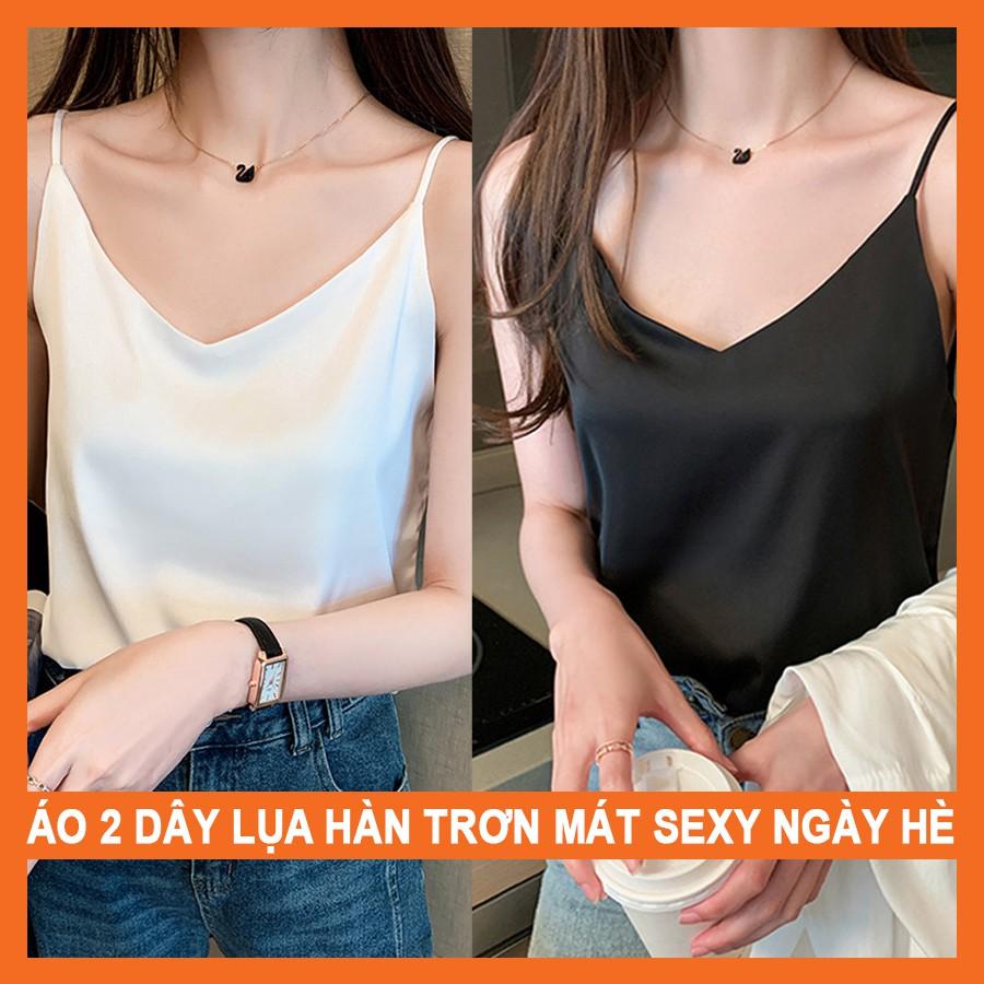 Áo 2 Dây nữ MADELA Lụa Hàn cao cấp, phong cách Vintage dễ mix đồ, áo có nhiều màu và đủ size để lựa chọn