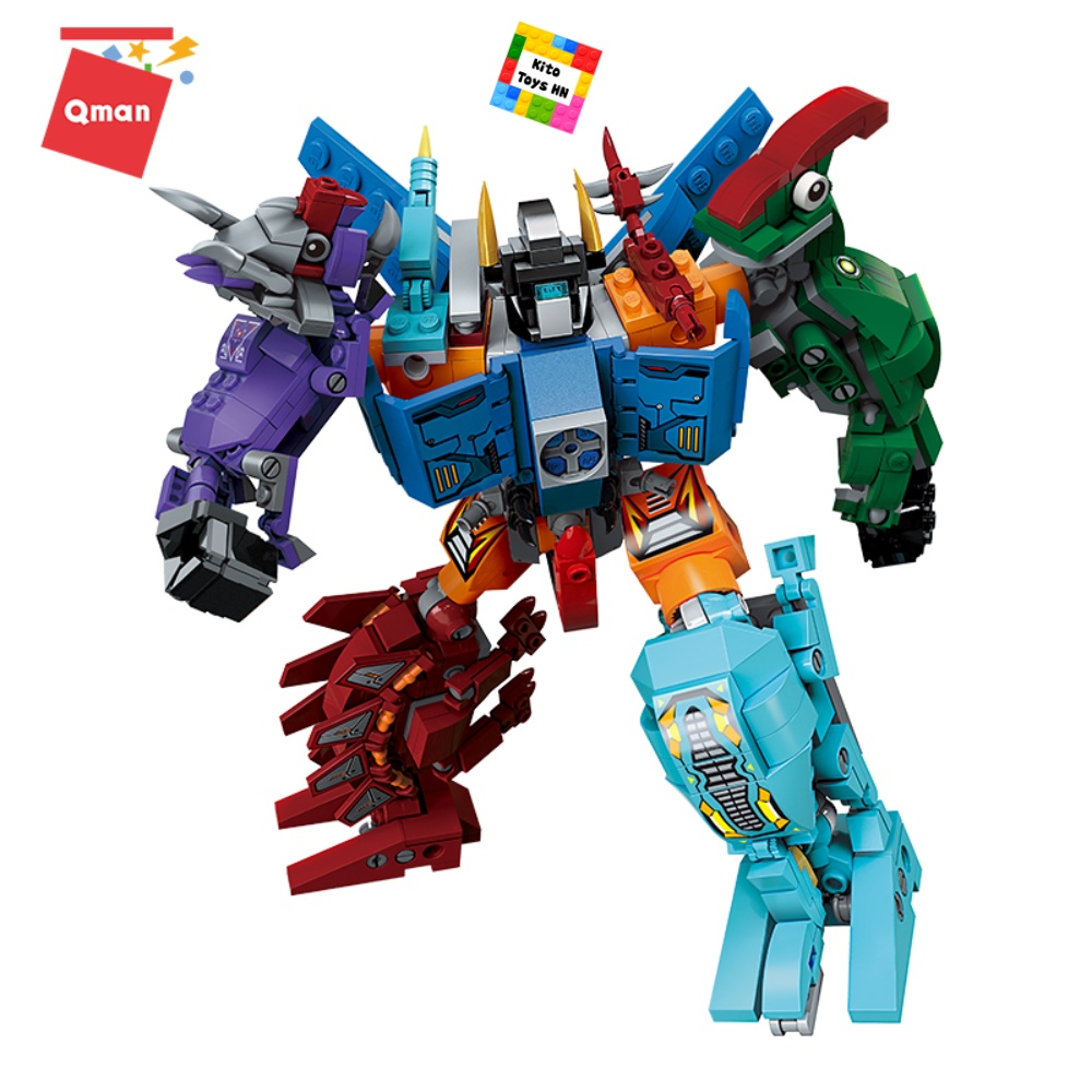 Bộ Lắp Ghép Đồ Chơi Qman 1414 Robot Người Máy Khủng Long 456 Mảnh Ghép Cho Trẻ Từ 6 Tuổi