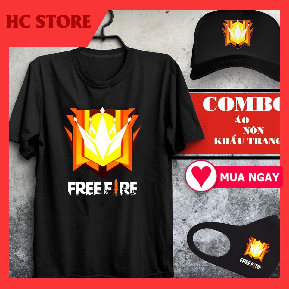 BST Combo Áo Thun Free Fire Màu Đen Rank Huyền Thoại -+ Đại kiến tướng kèm nón khẩu trang FF Cực Đẹp